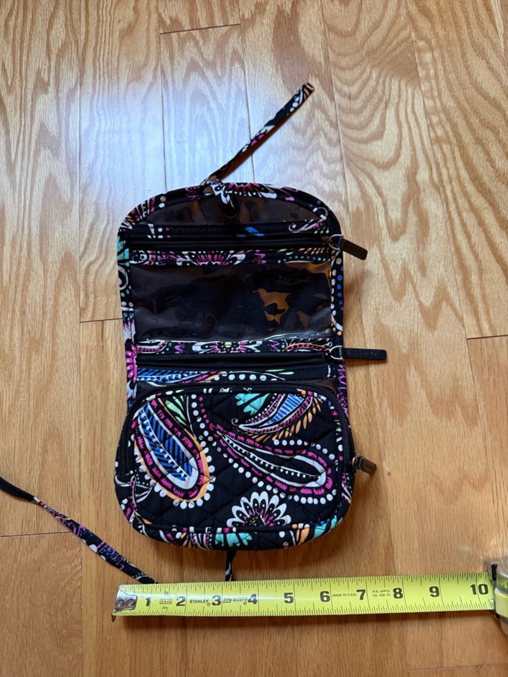 Vera Bradley Black Paisley Quilted Travel Organizer with Bright Accents